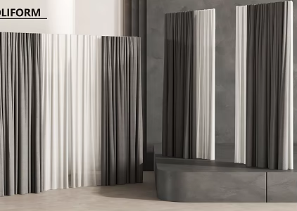 Modern Fabric Curtain Pleated Fabric Yarn 3d model