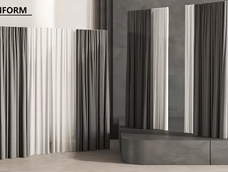 Modern Fabric Curtain Pleated Fabric Yarn 3d model