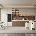 Modern Pantry Interior Design With Cabinets Refrigerator Tables And Chairs