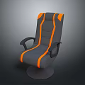 Gray and Orange Striped Fabric Office Chair with Swivel Base and Armrests