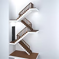 Modern Interior Staircase Design With Gray Stone Steps And Black Railing 3d model