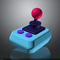 Colorful Game Joystick With Pink Ball Top Blue Base And Purple Buttons