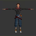 3D Child Character With Arms Outstretched Gray Hoodie Jeans And Tool Belt