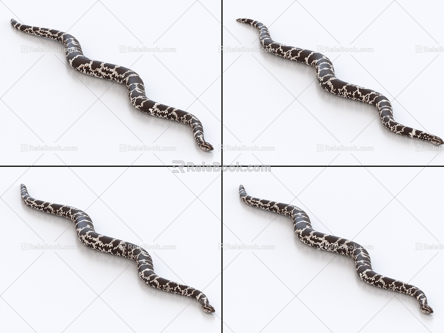 Viper with binding and crawling animation python water snake 3d model