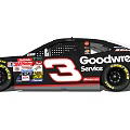 Black Racing Car With Number 3 Goodyear Service Ritchie Bros AXALTA Logos And Red Accents