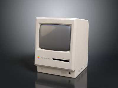 Vintage Macintosh Plus Computer Featuring White Case And Classic Display Screen 3d model