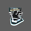 Modern Driving Simulator With Seat Multiple Screens Steering Wheel And Blue Lighting 3d model
