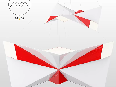 Sleek Modern Reception Desk Featuring Red And White Geometric Design Elements 3d model