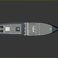 Modern Warship With Blue Red Hull Multi Deck Bridge And Upper Structure 3d model
