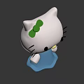 Pink Hello Kitty Toy Figure With Green Bow And Blue Dress Design