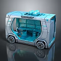 minibus minivan driverless bus school bus van box car 3d model