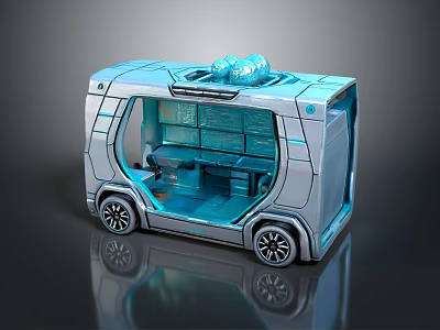 minibus minivan driverless bus school bus van box car 3d model