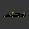 John Player Special Marlboro Black And Gold Race Car With Driver Yellow Helmet Number 12