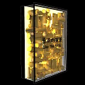 Window Display Decoration With Yellow Cylindrical Props Lighting And Like The Taste Text