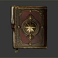Ornate Magical Book With Red And Gold Cover Central Star Badge And Intricate Patterns