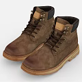 Brown Leather Work Boots with Lace Up Design Thick Sole and Sturdy Toe 3d model