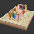 Ancient Greek Architectural Model With Classical Columns Stone Steps And Platform Structure