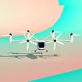 White Multirotor Drone With Streamlined Design And Multiple Rotors For Aerial Use