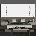 Modern Bedroom Interior Design With Wooden Bed Nightstands Wall Sconces Gray Rug And Sliding Wardrobe