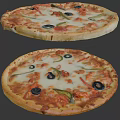 Freshly Baked Pizza Topped With Black Olives Green Peppers And Melted Cheese