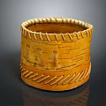 Handwoven Birch Bark Storage Basket With Natural Texture And Woven Edges
