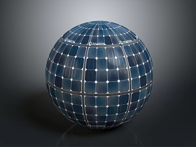 Qsunlight Spherical Solar Panel Design With Blue Grid Pattern And Reflective Surface 3d model