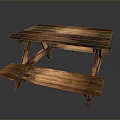 Rustic Wooden Dining Table Set With Matching Bench For Home Kitchen Use