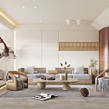 Modern Living Room Interior Design With Sofa Coffee Table Armchair Rug And Decorative Elements