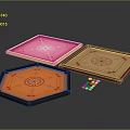 Different Shaped Tabletop Game Boards With Colorful Chips And Decorative Patterns