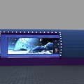 Commercial Display Equipment with Cylindrical Structure Blue Circular Lighting and Internal Display Screen Showing Products