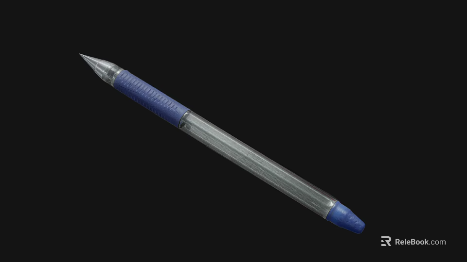 Sleek Transparent Barrel Blue Cap Ballpoint Pen For Daily Writing Use And Comfort 3d model 