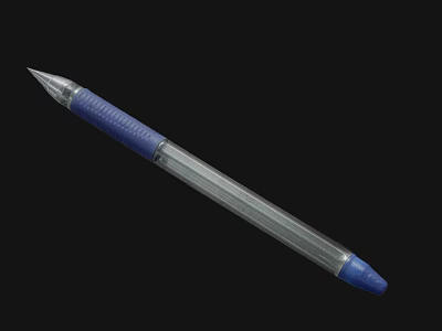 Sleek Transparent Barrel Blue Cap Ballpoint Pen For Daily Writing Use And Comfort 3d model