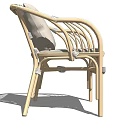 Comfortable Stylish Rattan Leisure Chair Featuring Beige Cushion And Armrest Design