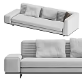 Modern Light Gray Sectional Sofa With Plush Cushions And Streamlined Armrest Design 3d model