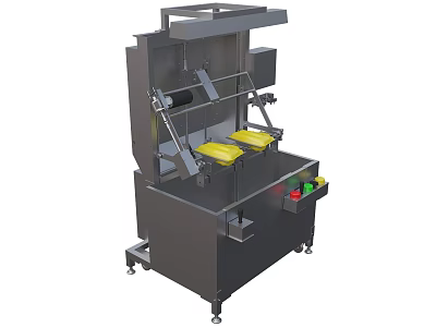 Stainless Steel Industrial Equipment With Yellow Components And Control Panel And Wheels 3d model