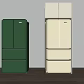Modern Multi Door Fridge Freezers In Green And Cream White For Home Kitchen