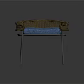 Modern Rattan Woven Leisure Chair With Blue Cushion And Metal Legs