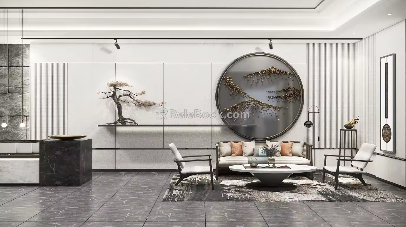 Hotel Reception Area New Chinese Reception Area 3d model