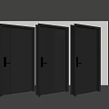 Three Modern Black Security Doors With Grid And Vertical Striped Panels 3d model