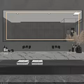 Modern Bathroom Vanity with Marble Countertop Double Sinks Large Illuminated Mirror and Black Cabinets