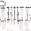 Various Shower Head Designs with Handheld and Rainfall Features for Modern Bathroom 3d model