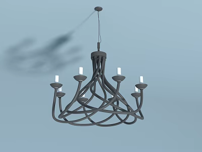 Modern Black Metal Chandelier With Candle Shaped Light Fixtures For Ceiling Decor 3d model