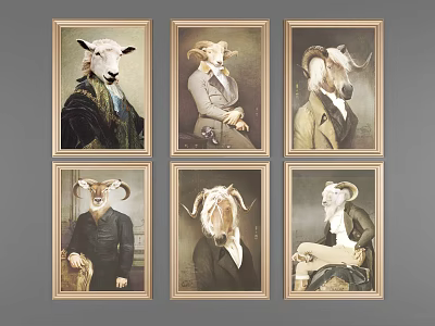 European Animal Painting Animal Decorative Painting 3d model