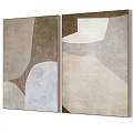 Abstract Paintings Featuring Neutral Tones Geometric Shapes And Black White Gray Wooden Frames