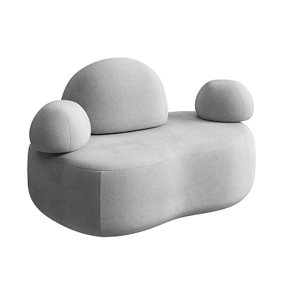 Modern Gray Rounded Two Seater Sofa With Soft Upholstered Backrest And Armrests 3d model