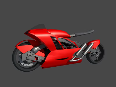 Red Modern Motorcycle With Sleek Design Black Seat Wheels And Metallic Accents 3d model