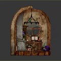 Small Cottage Interior Scene With Miniature Character And Toy Animal Decor Items