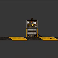 Yellow Welding Machine and Yellow Black Speed Bump on Dark Background 3d model
