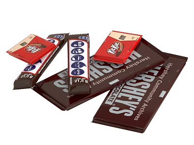 Hershey's Chocolate Bars Featuring Community Packaging In Various Sizes And Designs 3d model