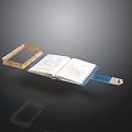 Wooden Frame With Open Book And Blue Strap Connected To USB Drive